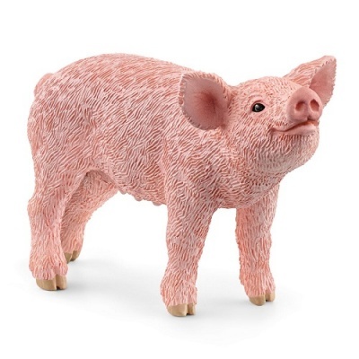 Figura de porco rosa detalhada em pé