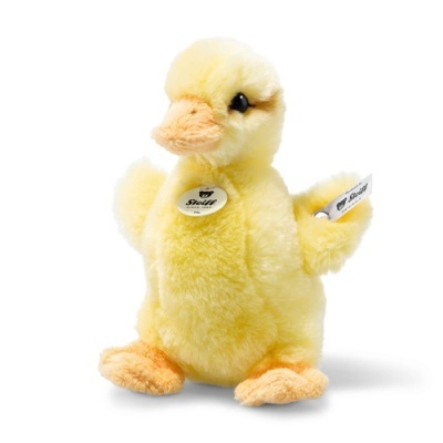 Peluche de pato amarelo com etiquetas da Steiff