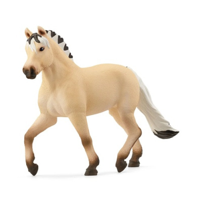Figura de cavalo bege com crina e cauda brancas e castanhas
