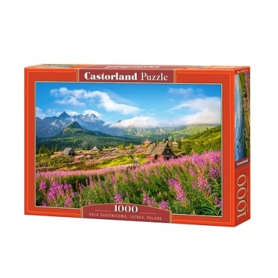 Caixa de quebra-cabeças Castorland 1000 peças com paisagem das Montanhas Tatra e flores lilases
