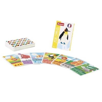 Jogo de cartas infantil com animais e caixa amarela