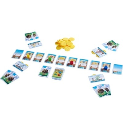 Jogo de cartas e moedas de plástico amarelas