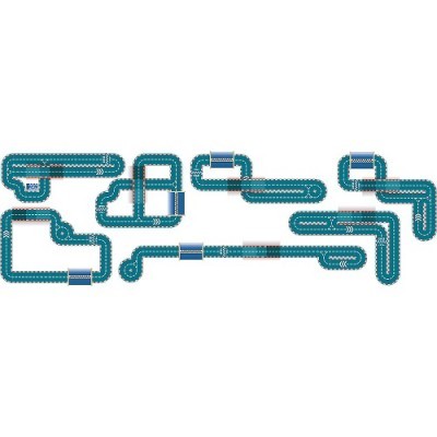 tubos de aquário azuis com conexões em fundo branco