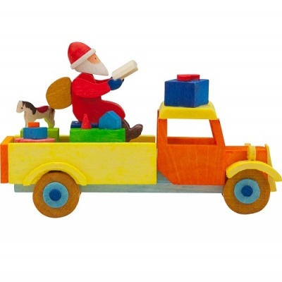 Brinquedo de carrinha de madeira com Pai Natal e blocos coloridos
