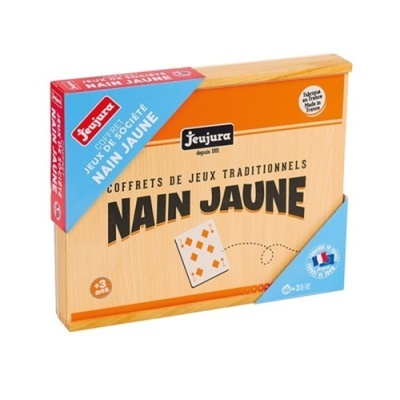 Caixa de conjunto de jogos tradicionais Nain Jaune em madeira com texto em francês