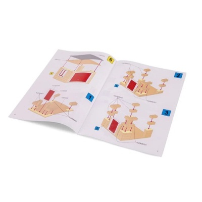 Folheto de instruções de montagem de brinquedo de madeira