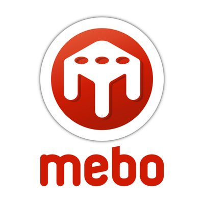 Logótipo mebo com símbolo vermelho e branco