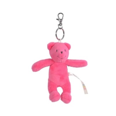 Porta-chaves ursinho peluche cor-de-rosa com fecho metálico