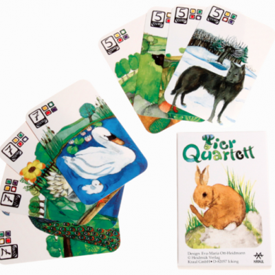 Cartas de jogo Pier Quartett com desenhos de animais e natureza