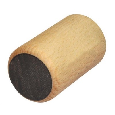 Cilindro de madeira clara com extremidade circular escura
