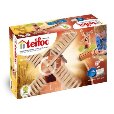 Brinquedo de construção Teifoc moinho de vento com tijolos reais