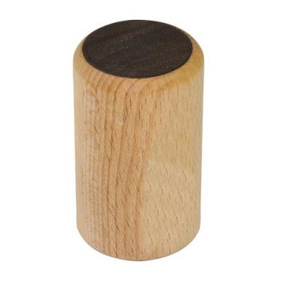 Cilindro de madeira com topo preto e textura polida