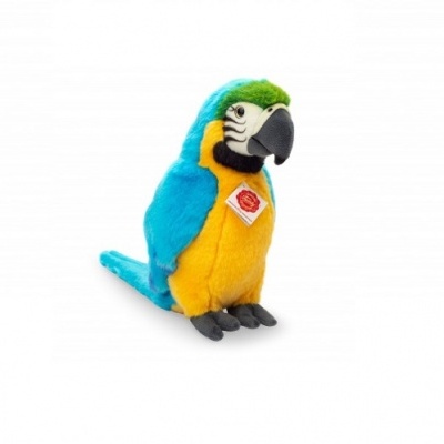 Pelúcia de arara colorida num fundo branco