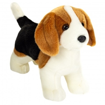 Pelúcia de cão Beagle castanho, preto e branco