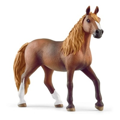 Figura detalhada de cavalo castanho com crina loira.