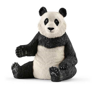 Figura decorativa de panda sentado preto e branco