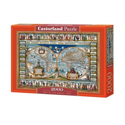 Caixa de puzzle Castorland 2000 peças com imagem de mapa antigo do mundo