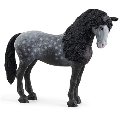 Figura de cavalo cinzento com crina e cauda pretas