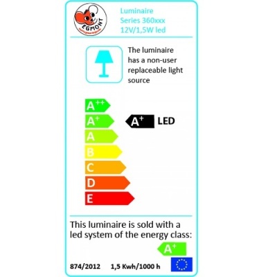 Etiqueta de eficiência energética para candeeiro LED série 360xxx