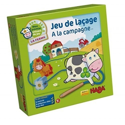 Caixa de jogo infantil de laços Verde com vaca e cavalo em ambiente rural