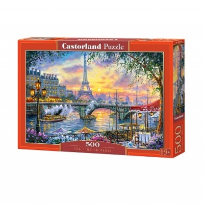 Quebra-cabeças Castorland 500 peças cena de Paris com Torre Eiffel e rio ao pôr do sol