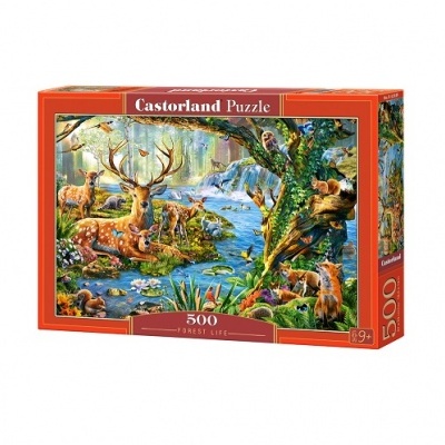 Caixa de quebra-cabeças Castorland Puzzle 500 peças 'Forest Life' com ilustração de animais da floresta