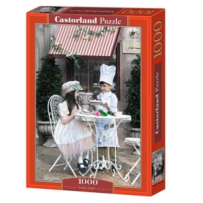 Caixa de puzzle Castorland Puzzle 1000 peças Cake Chef com crianças chefs à mesa exterior