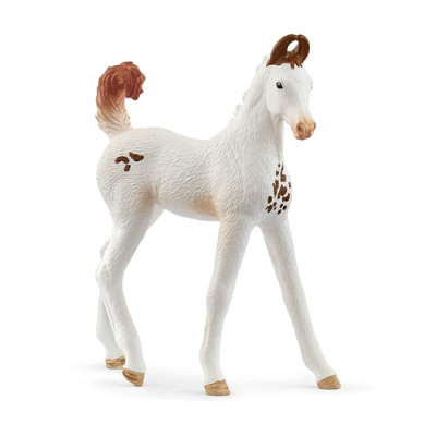 Figura de cavalo branco com manchas castanhas e crina castanha