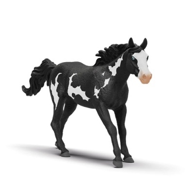Figura de cavalo preto e branco em fundo branco
