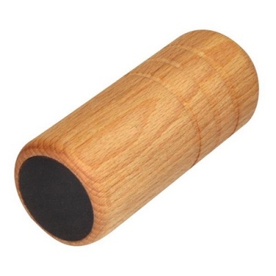 cilindro de madeira com base preta