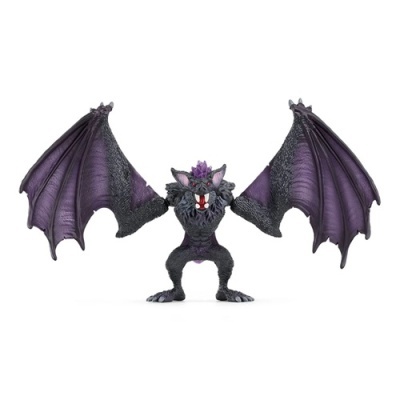 Figura de morcego preto e roxo com asas abertas