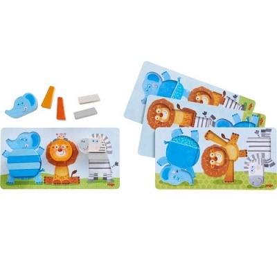 Jogo de encaixe magnético infantil com animais coloridos
