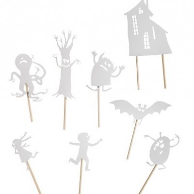 Silhuetas de Halloween em palitos de madeira