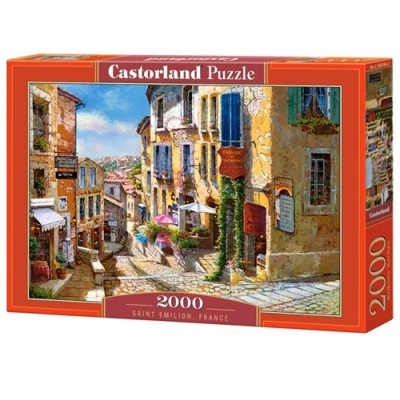 Caixa de quebra-cabeças Castorland 2000 peças com imagem de rua em Saint Emilion, França