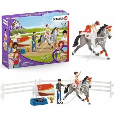 Conjunto de brinquedo Schleich Horse Club com cavalo cinzento, personagens, cerca e acessórios