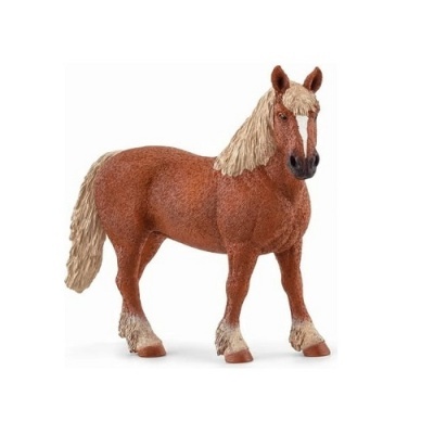 Figura de cavalo castanho com crina loira em plástico