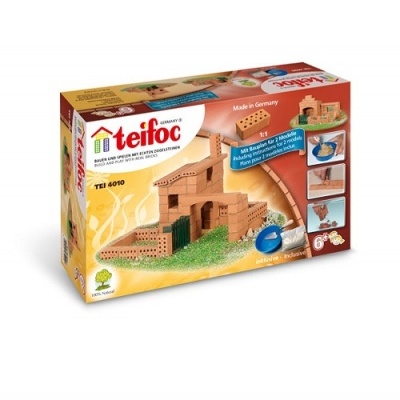 Kit de construção Teifoc com mini tijolos vermelhos para construir uma casa