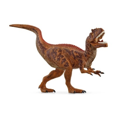 Figura de dinossauro Tyrannosaurus rex castanho e vermelho em fundo branco