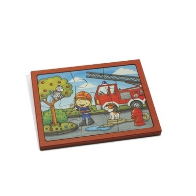 Quebra-cabeças infantil em madeira com tema de bombeiros