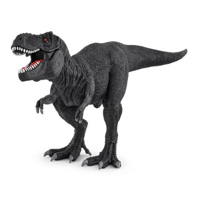Figura de dinossauro Tyrannosaurus rex preto com textura rugosa