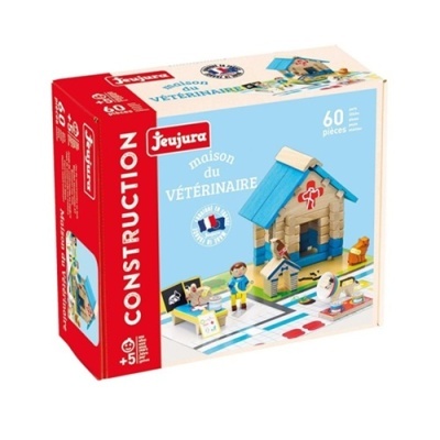 Caixa de brinquedo de construção veterinária de madeira Jeujura
