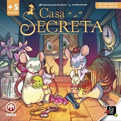 Capa do jogo de tabuleiro Casa Secreta com ratinhos numa casa de madeira