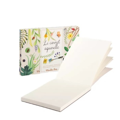 Bloco de papel para aguarela com capa decorada de flores e plantas