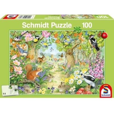 Caixa de puzzle Schmidt com imagem de floresta e animais