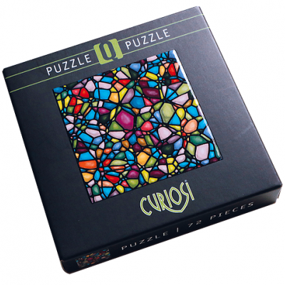 Embalagem de puzzle colorido de 172 peças com padrão de vitral.