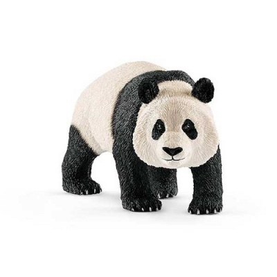 Figura de panda preto e branco em plástico com textura de pêlo