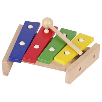 Xilofone infantil de madeira colorido com baqueta