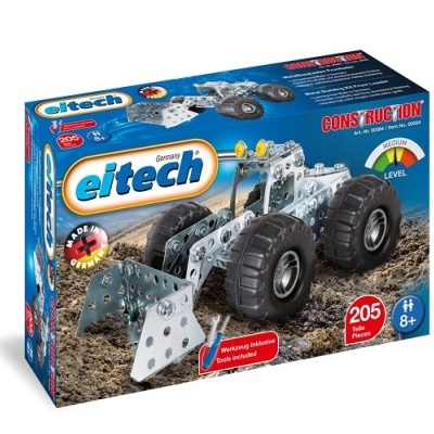 Caixa brinquedo construção Eitech veículo escavadora metal e borracha 205 peças