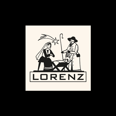 Logotipo preto e branco da Natividade com texto LORENZ
