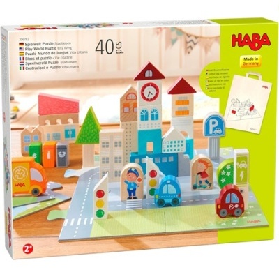 Caixa de puzzle de madeira para cidade HABA 40 peças para crianças